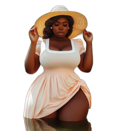 dress, hat, umbrella, photorealistic transparent PNG cut-out