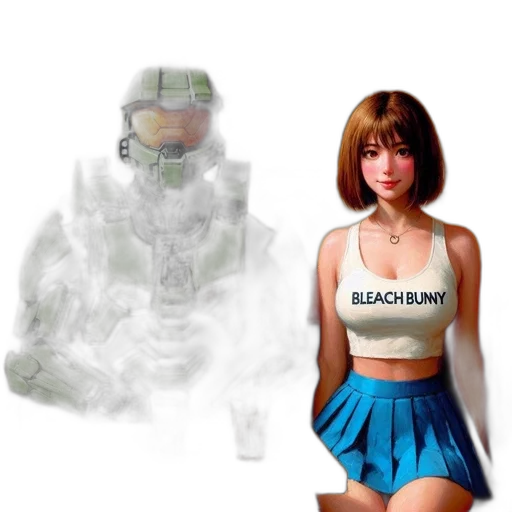 robot, dress, concept art, vaporwave transparent PNG cut-out