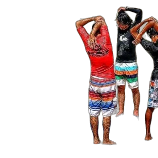 surfers, stretching, beach, their transparent PNG cut-out