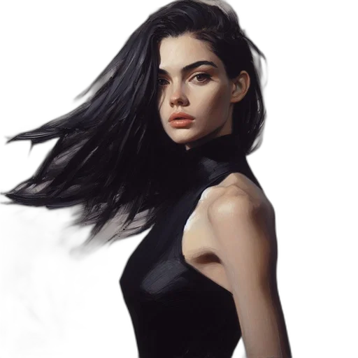 dress, hair, face, jacket transparent PNG cut-out