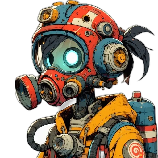 robot, mask, weapon, concept art transparent PNG cut-out