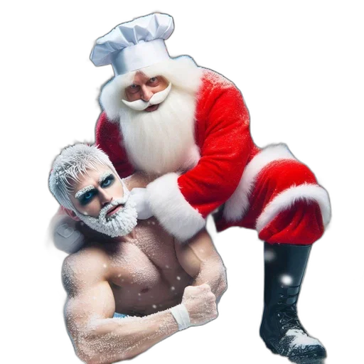 santa, claus, wrestles, man transparent PNG cut-out