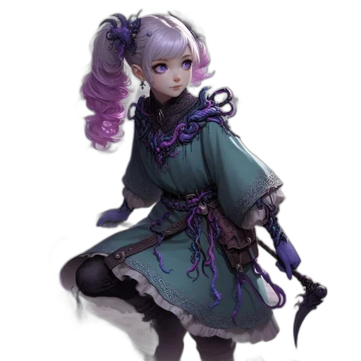 dress, staff, fantasy art, concept art transparent PNG cut-out
