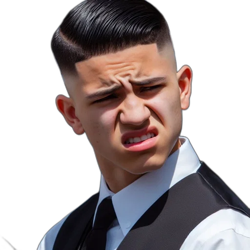 face, hair, jacket, staff transparent PNG cut-out