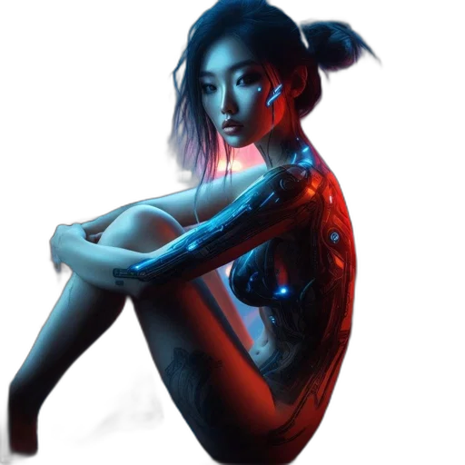 dress, robot, cyberpunk, concept art transparent PNG cut-out
