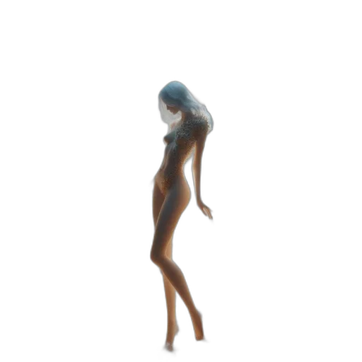 dress, hair, creature, staff transparent PNG cut-out
