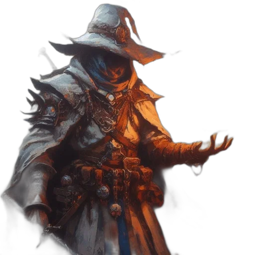 hat, staff, jacket, weapon transparent PNG cut-out