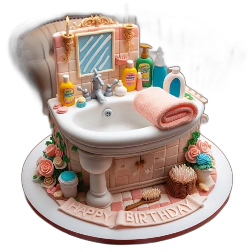 3d render, cake, resembling, bathroom transparent PNG cut-out