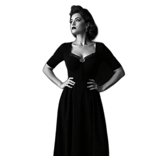 dress, black, white, photograph transparent PNG cut-out