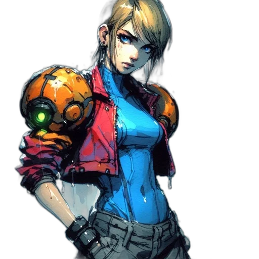 robot, weapon, face, jacket transparent PNG cut-out
