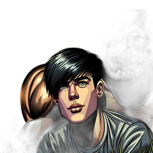face, comic book art, concept art, photorealistic transparent PNG cut-out