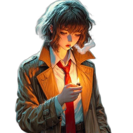 jacket, face, staff, concept art transparent PNG cut-out