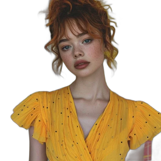 dress, hair, face, jacket transparent PNG cut-out