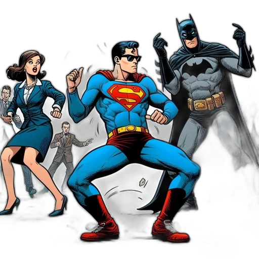 comic book art, concept art, cartoon, three transparent PNG cut-out