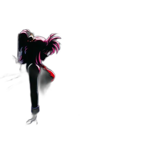 hair, creature, jacket, staff transparent PNG cut-out