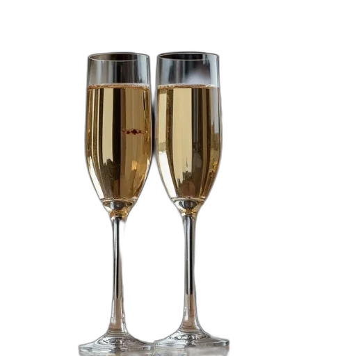 3d render, two, wedding, flutes transparent PNG cut-out