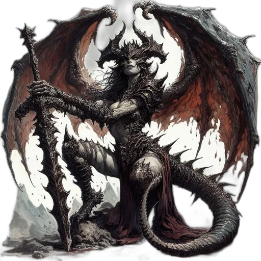 dragon, creature, animal, staff transparent PNG cut-out
