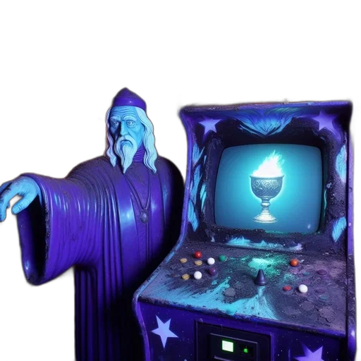 robot, staff, vaporwave, concept art transparent PNG cut-out