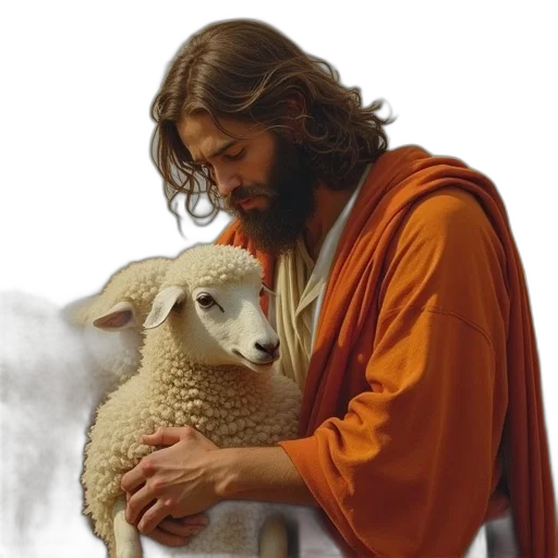 animal, photorealistic, jesus, sheep transparent PNG cut-out