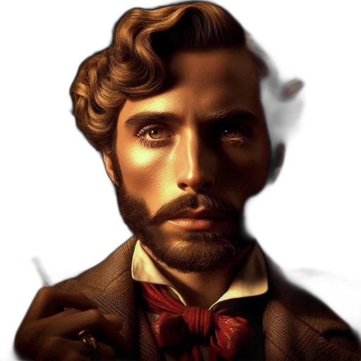 face, staff, photorealistic, oil painting transparent PNG cut-out