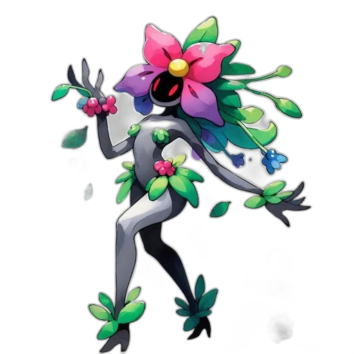 flower, creature, staff, robot transparent PNG cut-out