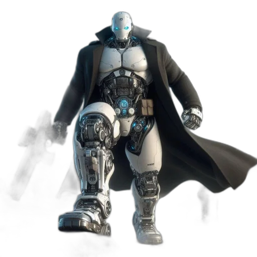 robot, concept art, 3d render, cyberpunk transparent PNG cut-out