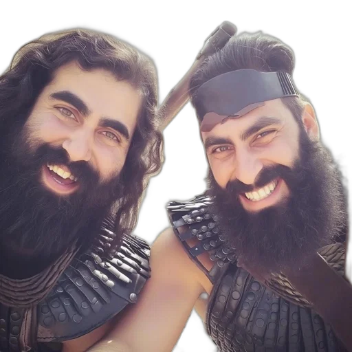 mask, two, bearded, men transparent PNG cut-out