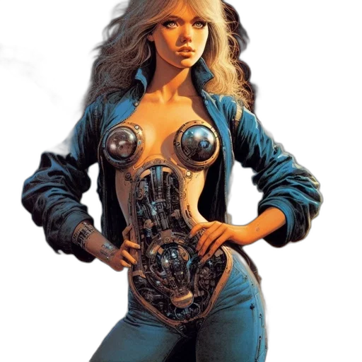 robot, jacket, comic book art, concept art transparent PNG cut-out