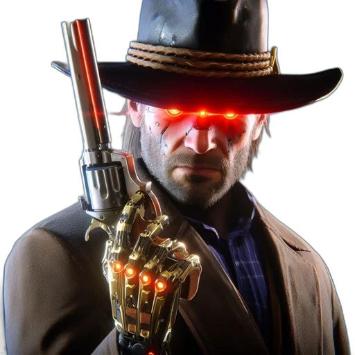 weapon, staff, robot, hat transparent PNG cut-out