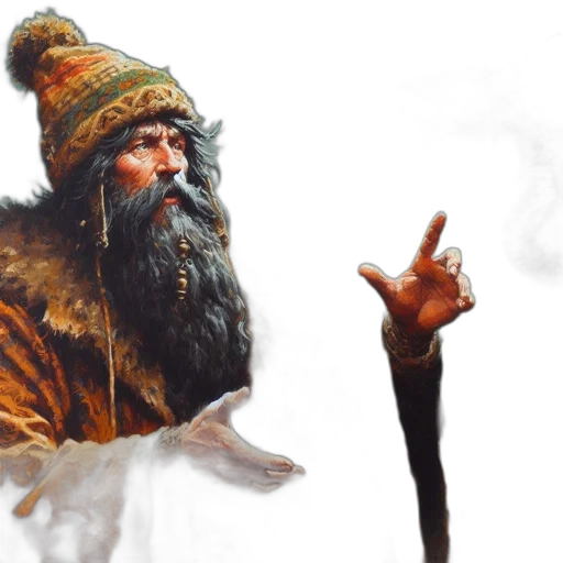 staff, hat, face, creature transparent PNG cut-out