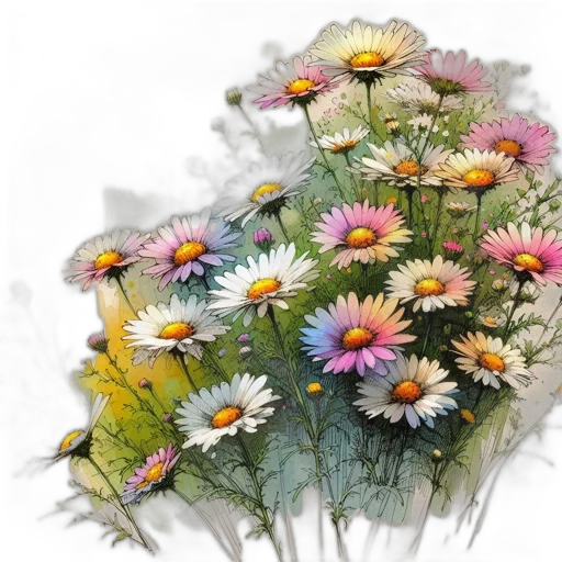 flower, crown, photorealistic, oil painting transparent PNG cut-out