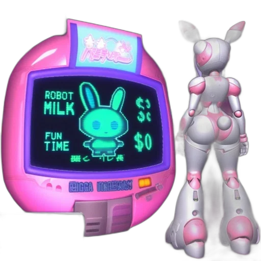 robot, vaporwave, 3d render, concept art transparent PNG cut-out