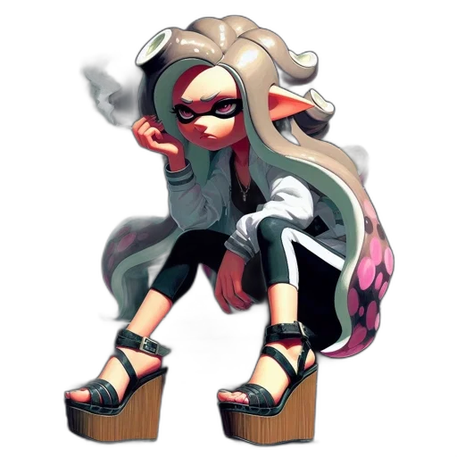 shoes, weapon, dress, hair transparent PNG cut-out