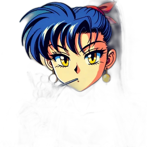 face, anime, watercolor, photorealistic transparent PNG cut-out