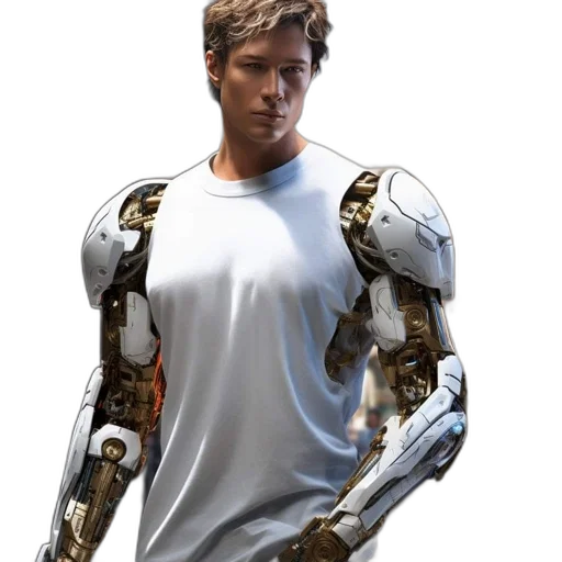 robot, cyberpunk, concept art, 3d render transparent PNG cut-out