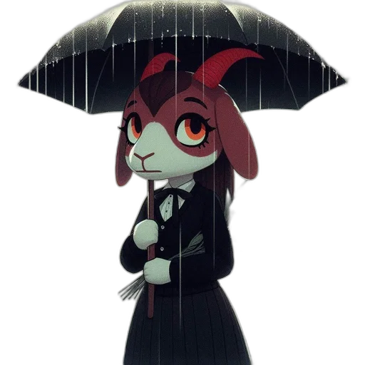umbrella, jacket, creature, staff transparent PNG cut-out