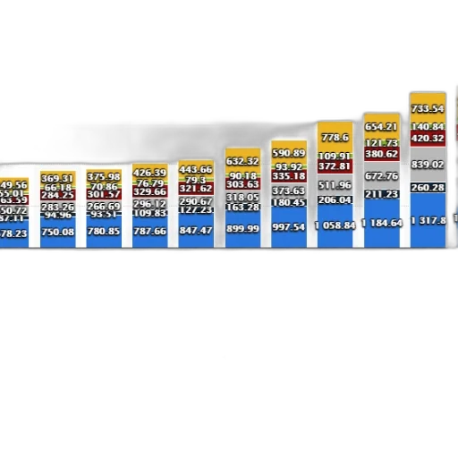 3d render, colorful, blue, chart transparent PNG cut-out