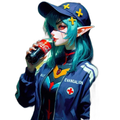 dragon, jacket, bottle, staff transparent PNG cut-out
