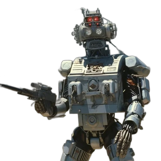 robot, weapon, concept art, 3d render transparent PNG cut-out