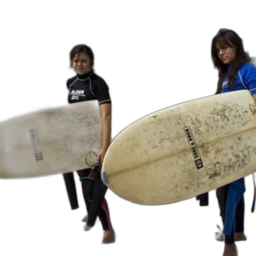 two, young, surfers, wetsuits transparent PNG cut-out