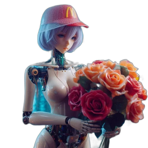 robot, flower, dress, 3d render transparent PNG cut-out