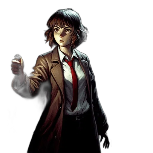 jacket, staff, face, concept art transparent PNG cut-out