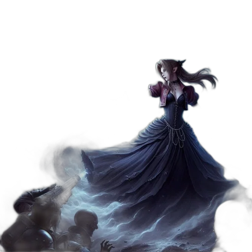 dress, dragon, staff, creature transparent PNG cut-out