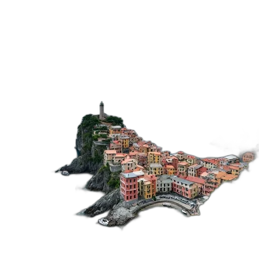 building, dragon, umbrella, 3d render transparent PNG cut-out