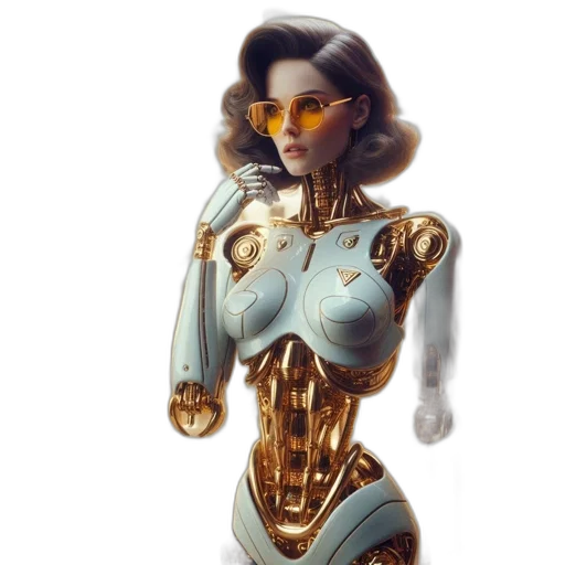 robot, concept art, cyberpunk, comic book art transparent PNG cut-out
