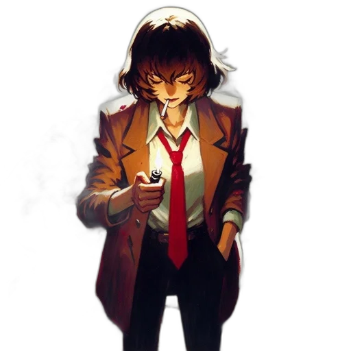 jacket, staff, face, weapon transparent PNG cut-out