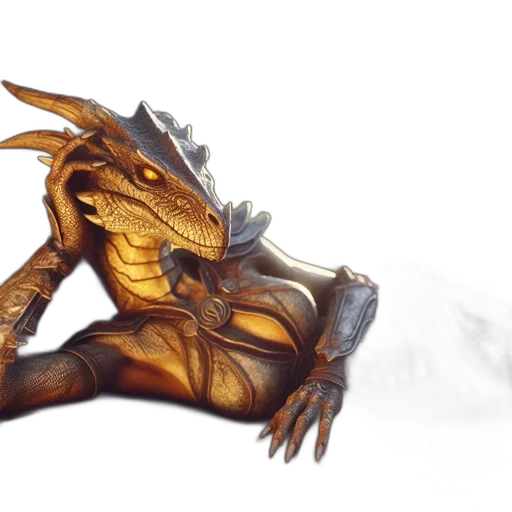 dragon, creature, staff, sword transparent PNG cut-out