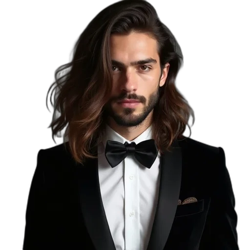 hair, jacket, staff, face transparent PNG cut-out