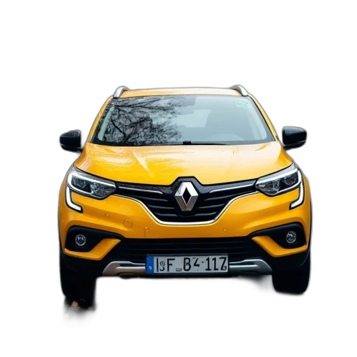 car, 3d render, photorealistic, yellow transparent PNG cut-out