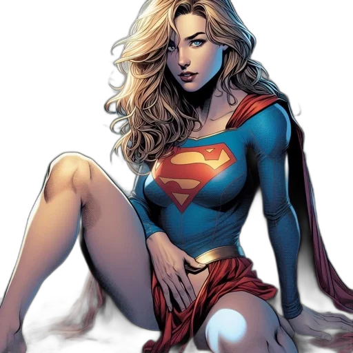 comic book art, concept art, cartoon, supergirl transparent PNG cut-out
